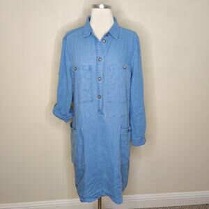 Wrap London Light Blue Long-Sleeve Shirt Dress